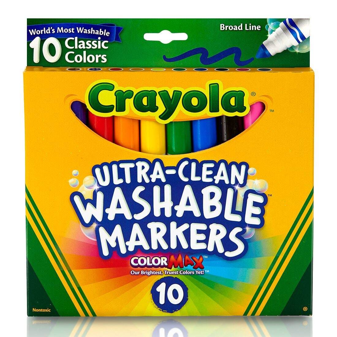 Crayola Markers - Ultra-Clean (Washable) Broad Line: Classic Colours (Pack of 10)