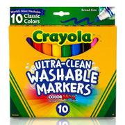 Crayola Markers - Ultra-Clean (Washable) Broad Line: Classic Colours (Pack of 10)