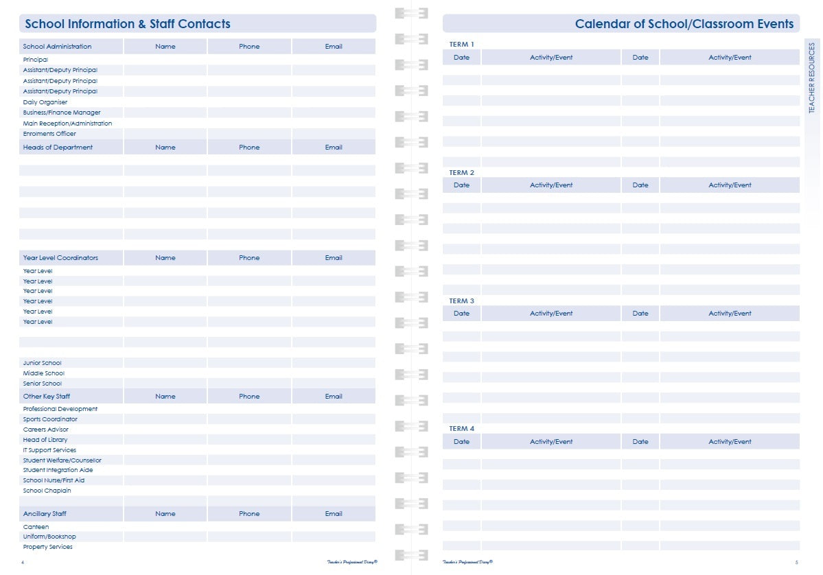 Secondary Undated Planner (Weekly) - Wiro Bound