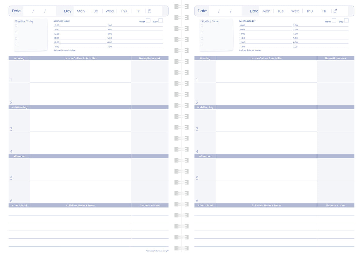 Primary Undated Planner (Daily) - Wiro Bound