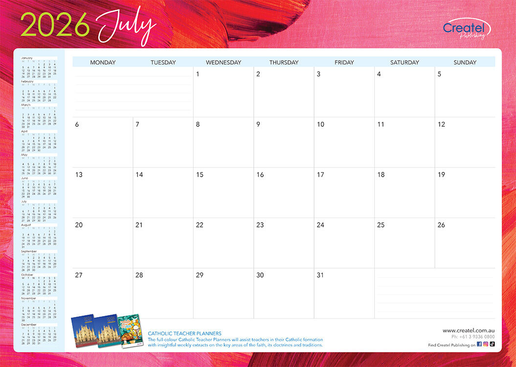 Monthly Desk Pad Calendar 2026