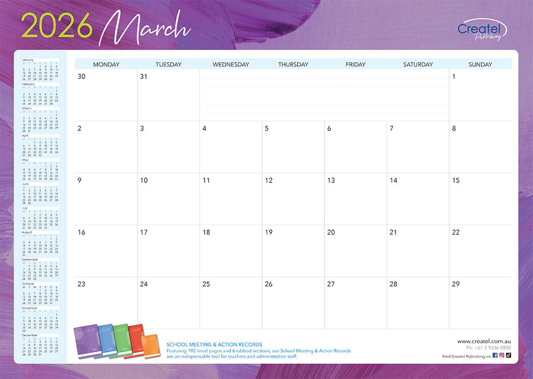 Monthly Desk Pad Calendar 2026