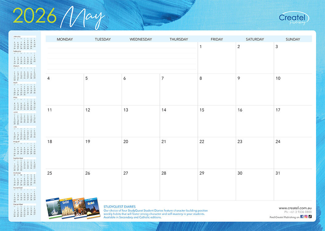 Monthly Desk Pad Calendar 2026