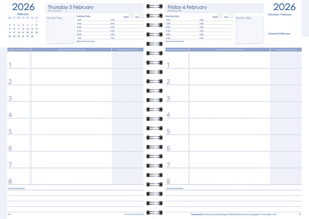 Secondary Planner 2026 (Daily) - Wiro Bound