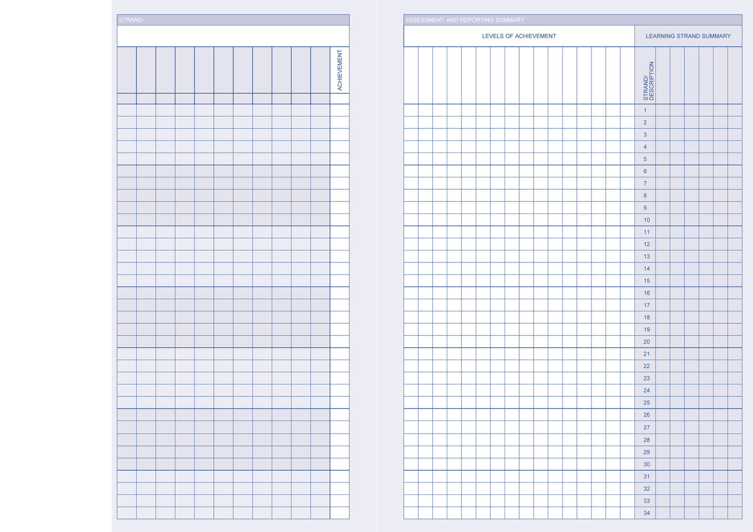 Learning Outcomes Assessment Record Book (F-12) - Wiro Bound