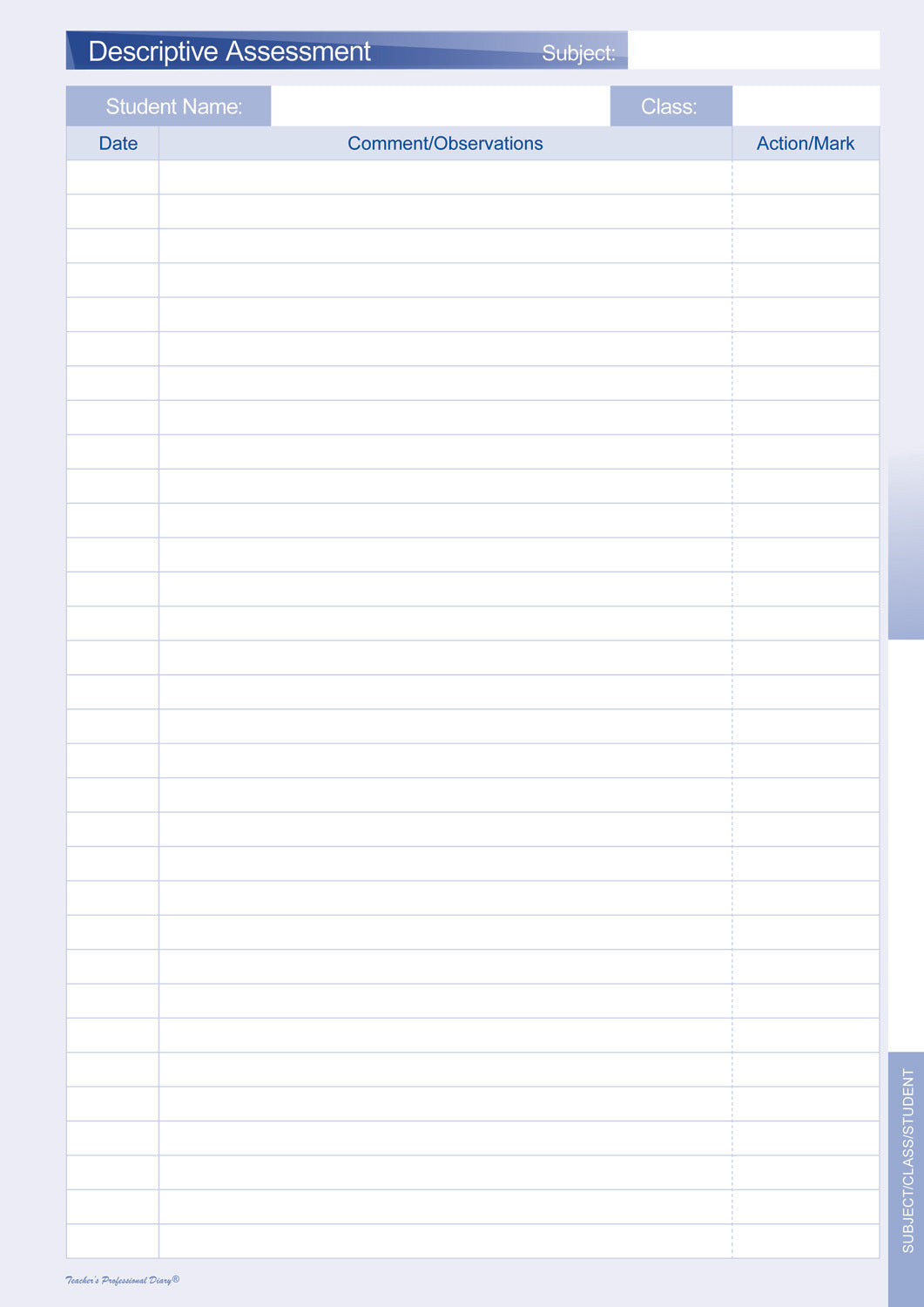 Descriptive Assessment Record Book - Wiro Bound