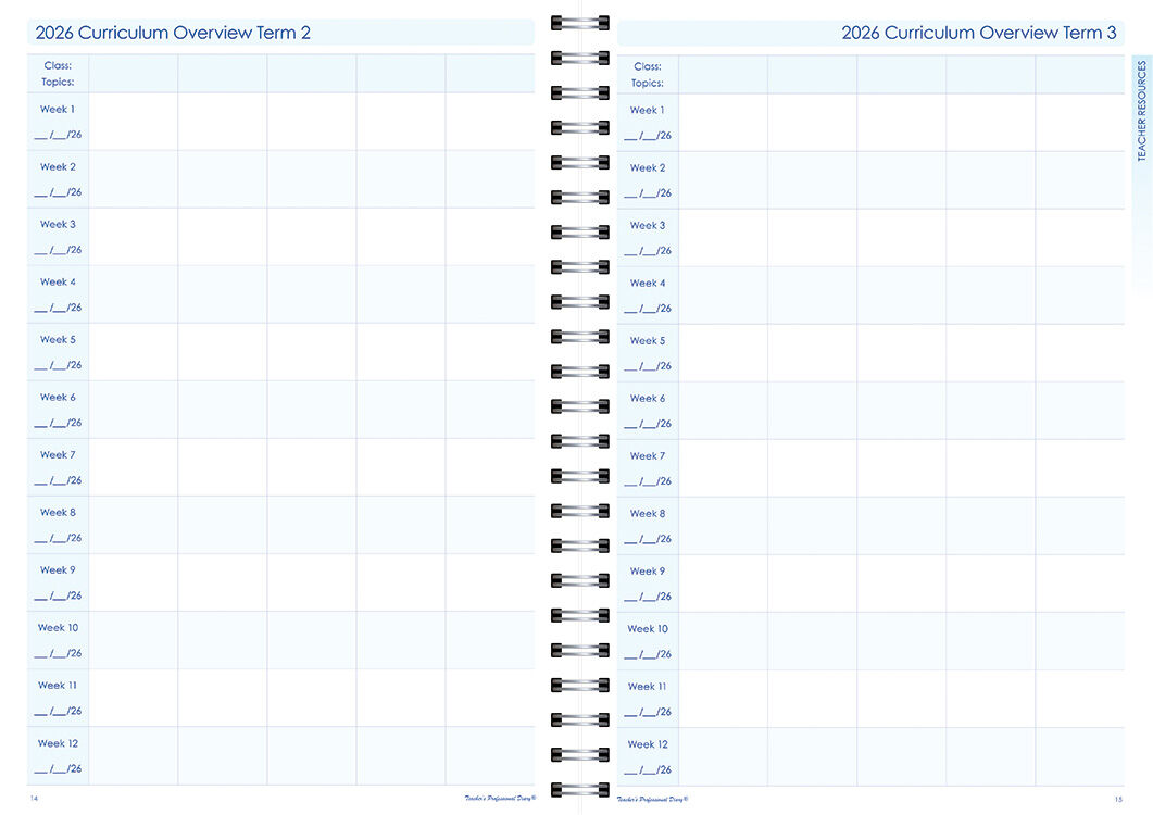 Secondary 6-Period Planner 2026 (Daily) - Wiro Bound