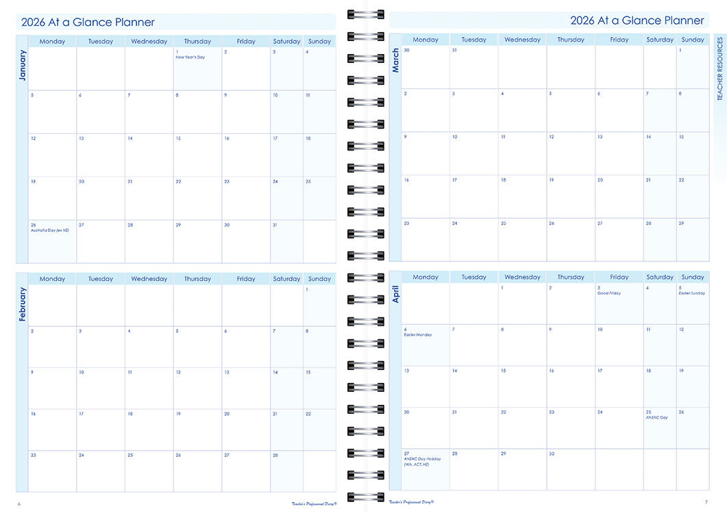 Secondary 6-Period Planner 2026 (Daily) - Wiro Bound