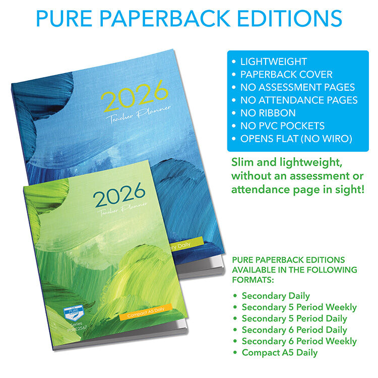 Secondary 5-Period Pure Paperback Planner 2026 (Weekly)