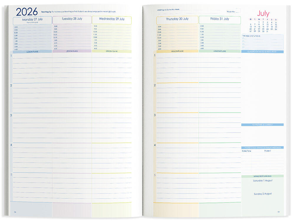 Secondary 5-Period Pure Paperback Planner 2026 (Weekly)