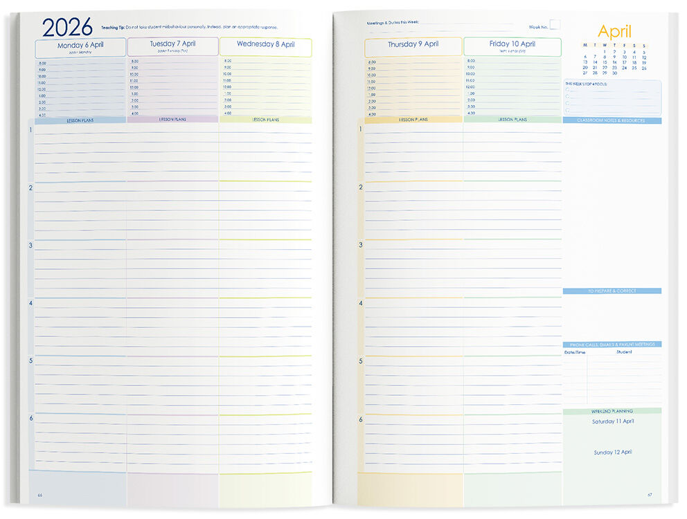 Secondary 6-Period Pure Paperback Planner 2026 (Weekly)