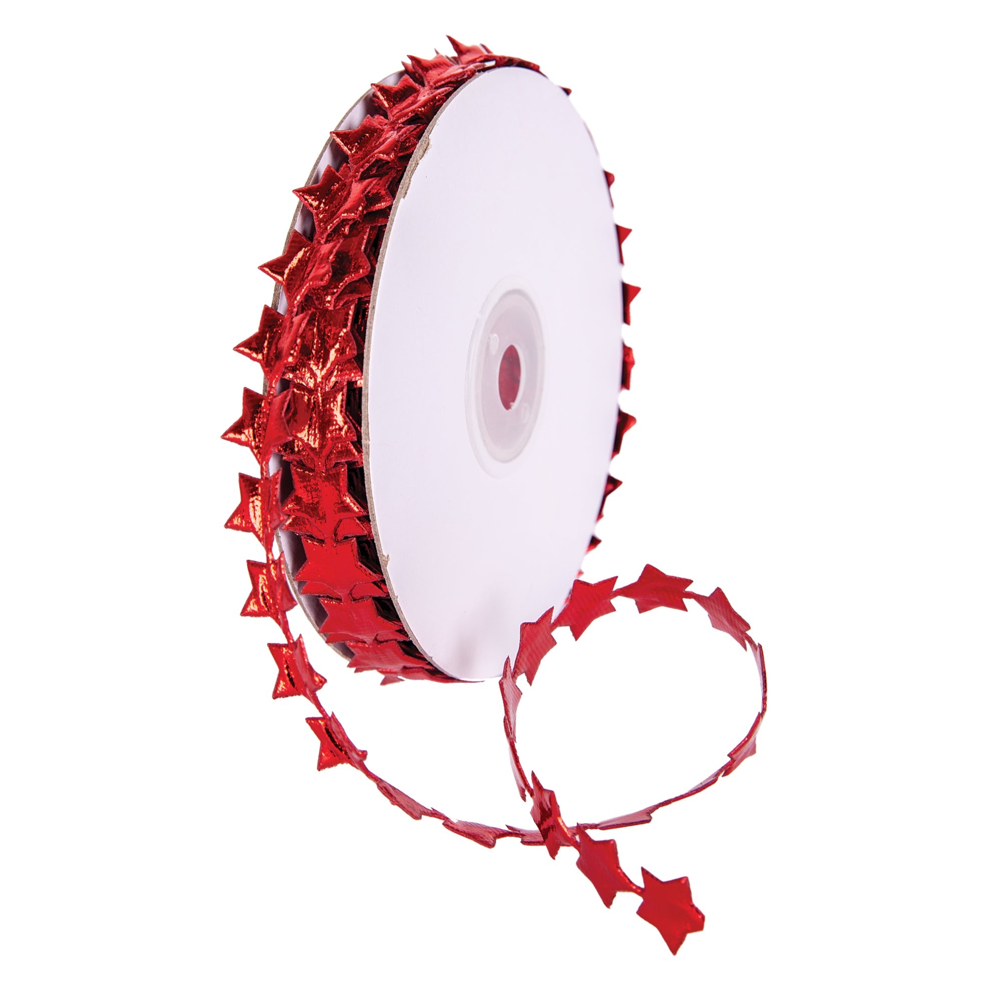 Metallic Star Trim Red 5m