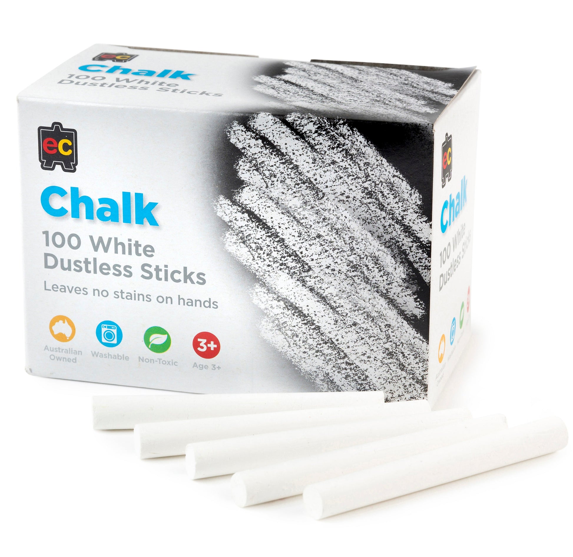 Chalk Dustless White 100 Pieces