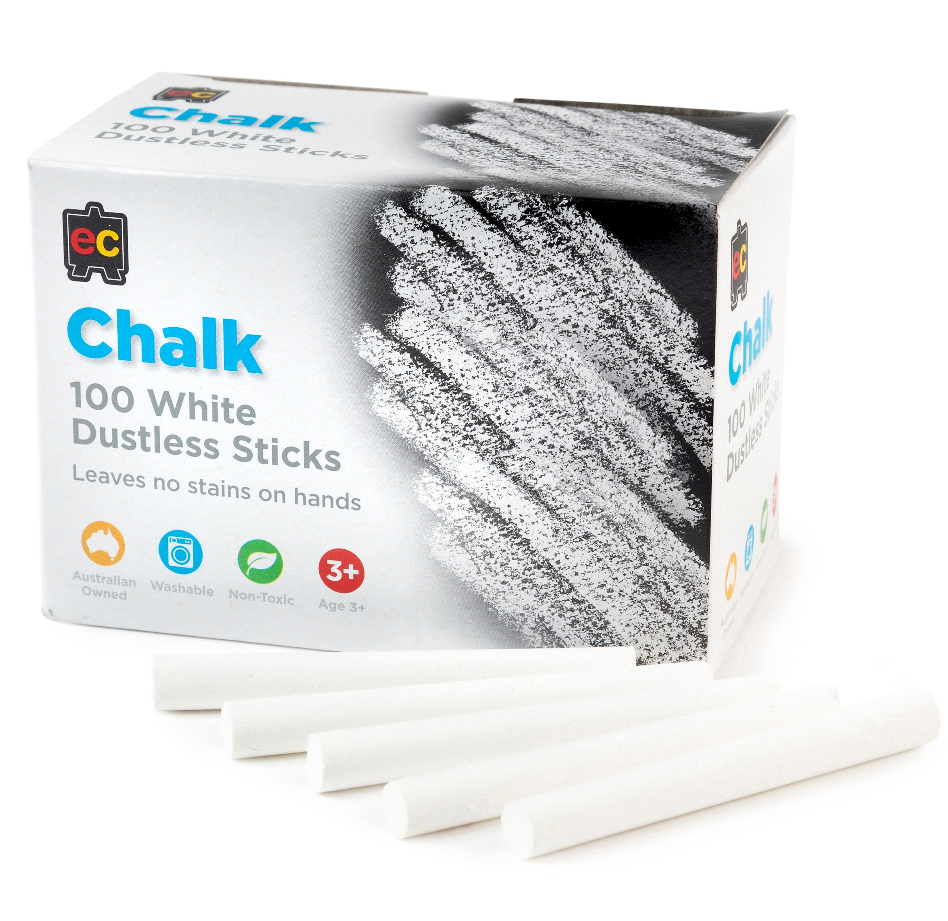 Chalk Dustless White 100 Pieces