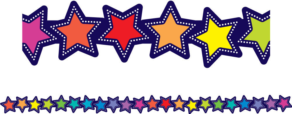Rainbow Stripes (Stars) - Die-Cut Borders (Pack of 12)