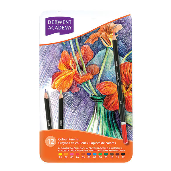 Derwent Academy Coloured Pencils (Tin of 12)