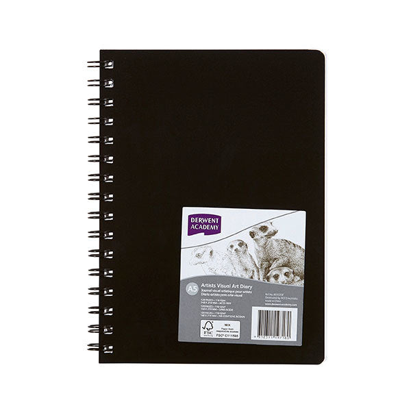 Derwent Academy Visual Art Diary - A5 Portrait: Black (120 Pages)