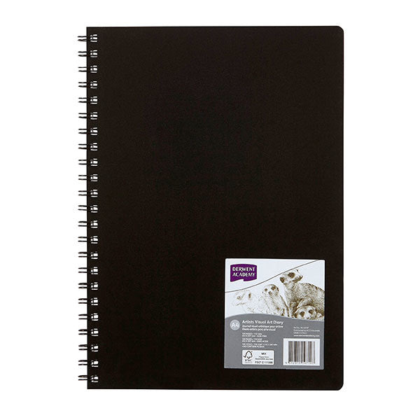 Derwent Academy Visual Art Diary - A4 Portrait: Black (120 Pages)
