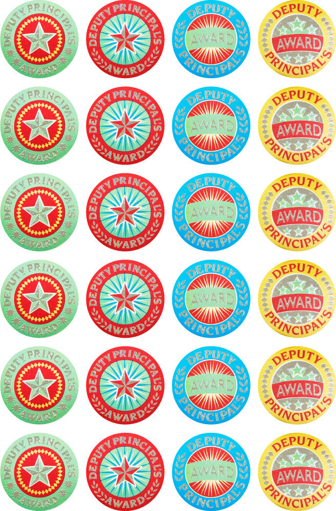 Deputy Principal's Award (29mm) - Silver Glitz on Silver Foil Stickers