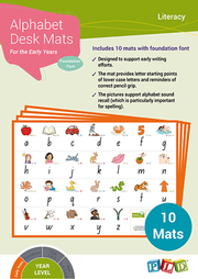 Alphabet Desk Mats for The Early Years (Foundation Font)