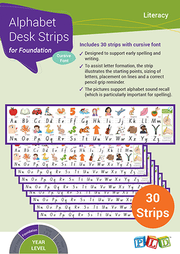 Alphabet Desk Strips (Cursive Font)