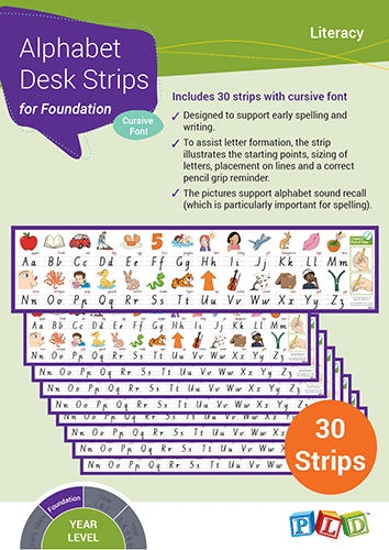 Alphabet Desk Strips (Cursive Font)