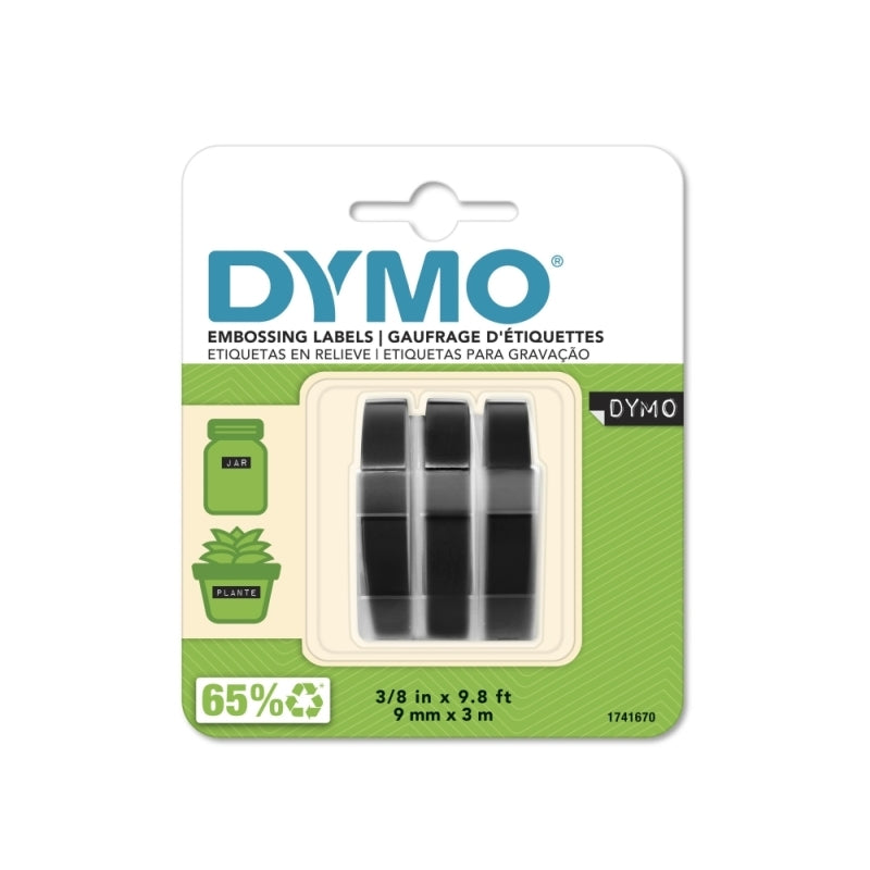 Dymo Emb Tape 3pk Black 9mm x 3m