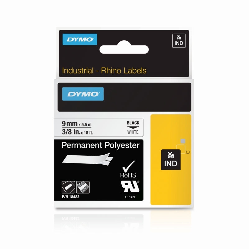 Dymo Rhino Py Label 9mm Black and White