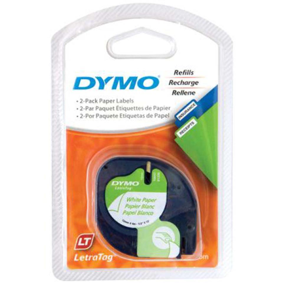 Dymo Letratag: Printer Paper Tape - 12mm x 4m (2 Pack)
