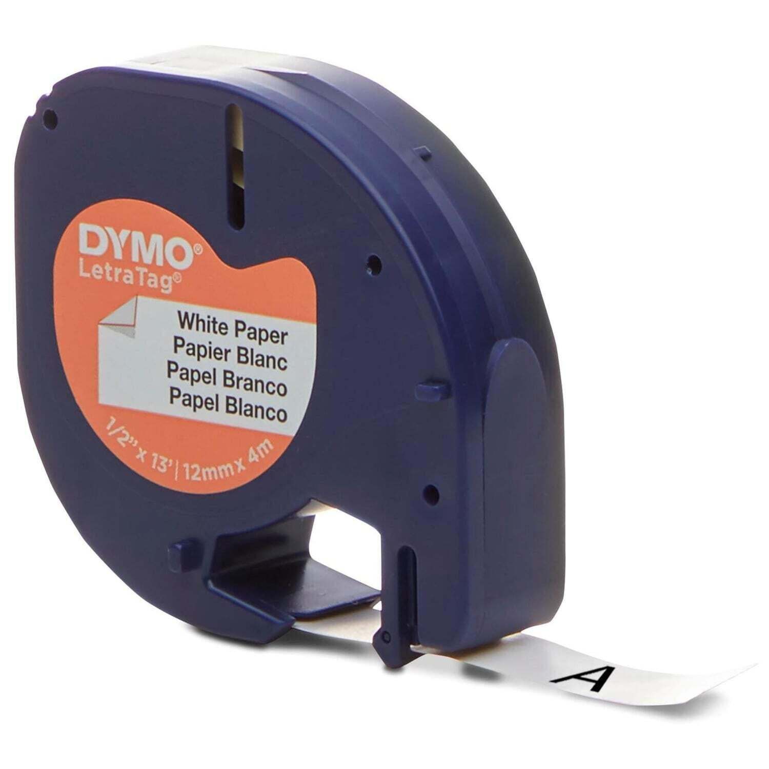 Dymo Letratag: Printer Paper Tape - 12mm x 4m (2 Pack)