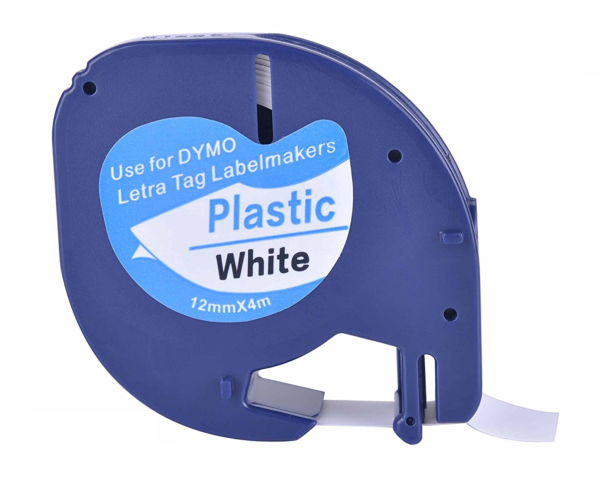 Dymo Letratag: Plastic Tape 12mm x 4m (White)