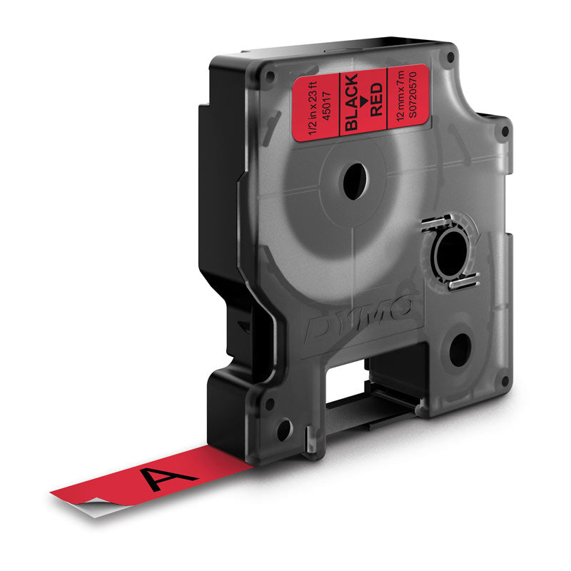 D1 Black on Red 12mm x 7m Tape