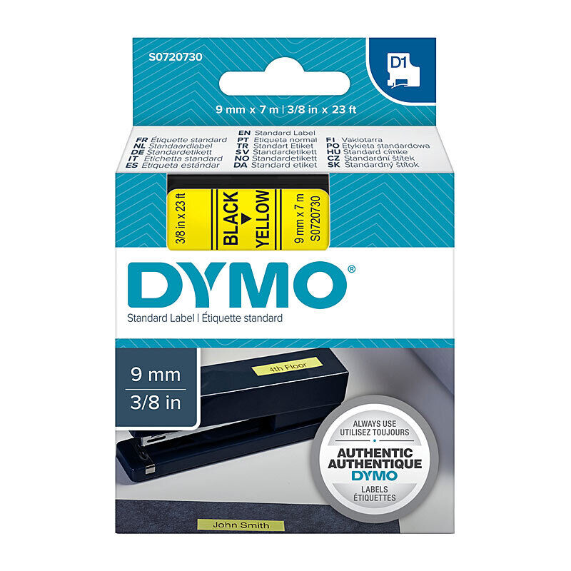 D1 Black on Yell 9mm x7m Tape