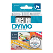 D1 Black on Wht 6mm x7m Tape