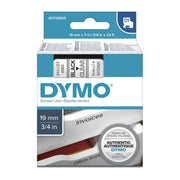 D1 Black on Clear 19mm x 7m Tape
