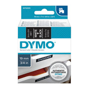 D1 White on Black 19mm x 7m Tape