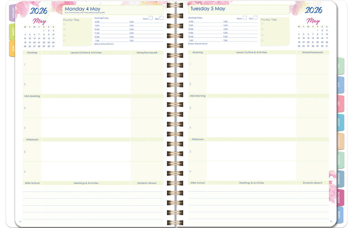 Deluxe Primary 6-Period Daily Planner 2027 - Acacia - A4, Wiro Bound — Createl 2524D — image 2