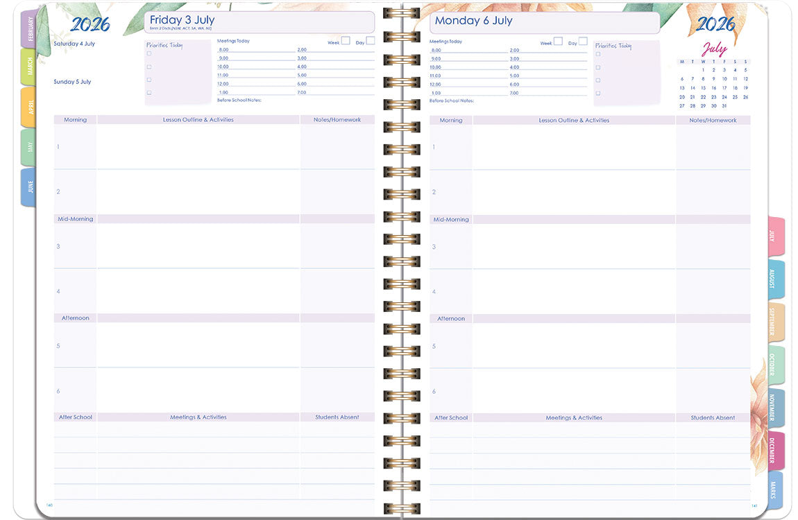 Deluxe Primary 6-Period Daily Planner 2027 - Acacia - A4, Wiro Bound — Createl 2524D — image 4