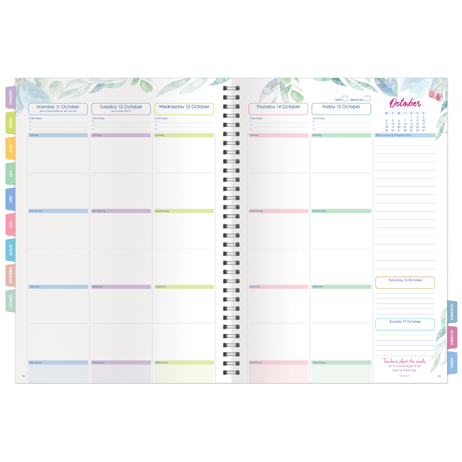 Deluxe Primary 6-Period Weekly Planner 2027 - Wild Iris - A4, Wiro Bound — Createl 2525T — image 3