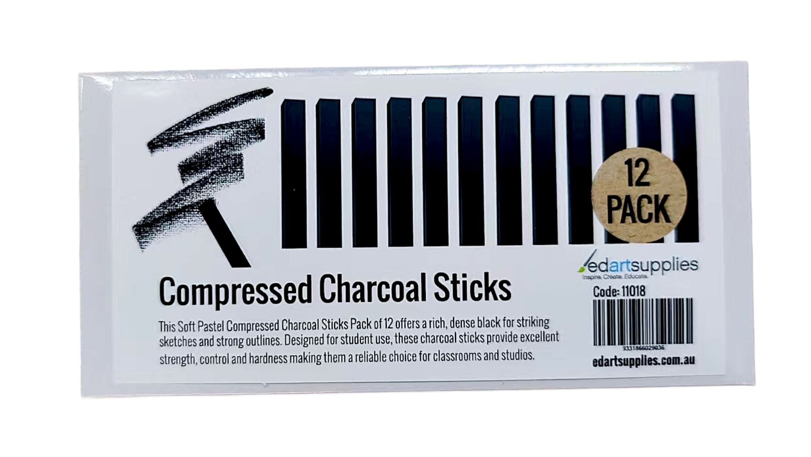 Soft Pastel - Compressed Charcoal (Pack of 12)