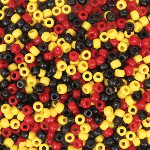 Plastic Pony Beads - Red Yellow Black (250g)