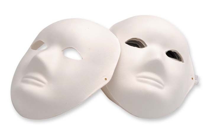 Papier Mache - Full Face Mask: White (Pack of 24)