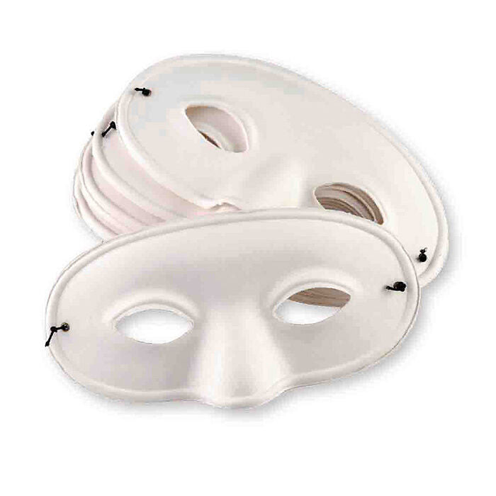 Papier Mache - Half Face Mask: White (Pack of 24)
