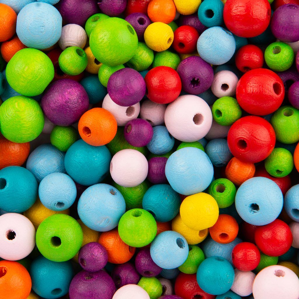 Wooden Beads - Assorted Colours (1 kg)