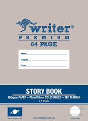 Writer Premium Story Book - 1/2 Plain 1/2 18mm Solid Ruled + Margin: 64pg Planet (Single)