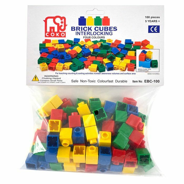 COKO - Cube Bricks (4 Assorted Colours) 100 pc Set