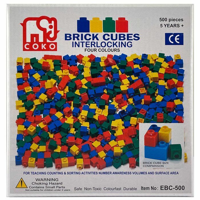 COKO - Cube Bricks (4 Assorted Colours) 500 pc set