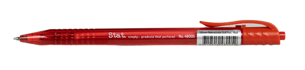Stat Pen - 1.0mm Ballpoint Retractable: Medium Red (Box of 12)