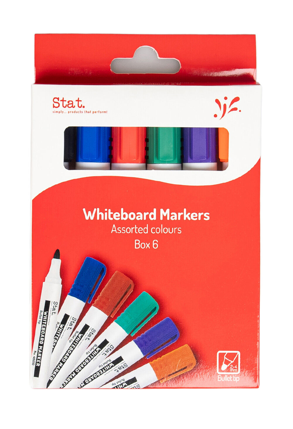 Stat Whiteboard Marker - 2.0mm Bullet Nib: Assorted (Wallet of 6)