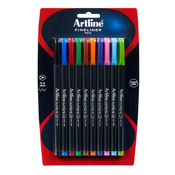 Artline Supreme - 0.4mm Fineliner Pen: Assorted (Pack of 10)